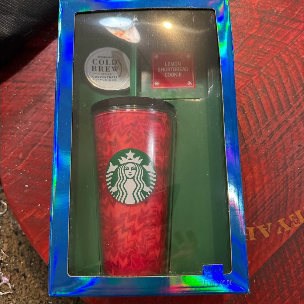 Starbucks Red Tumbler with Cold Brew and Cookie Set